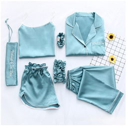 舒適與性感的完美融合 冰絲家居服七件套，打造居家精致生活